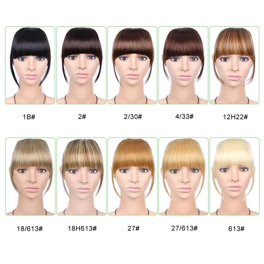 Natural Straight Synthetic Blunt Bangs High Temperature Fiber Brown Women Clip-In Flat Neat Bangs With Temples For Women One Piece Hairpiece