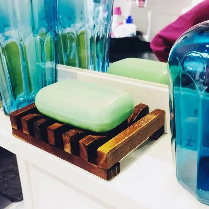 Natural Wooden Soap Dish Wood Soap Tray Holder Storage Soap Rack Plate Box Container For Bath Shower Plate Bathroom Wooden Soap Dish Soap Saver Holder Soap Tray for Bathroom Shower Rectangular Sink Drainer Hand Craft for Soap Sponges And More