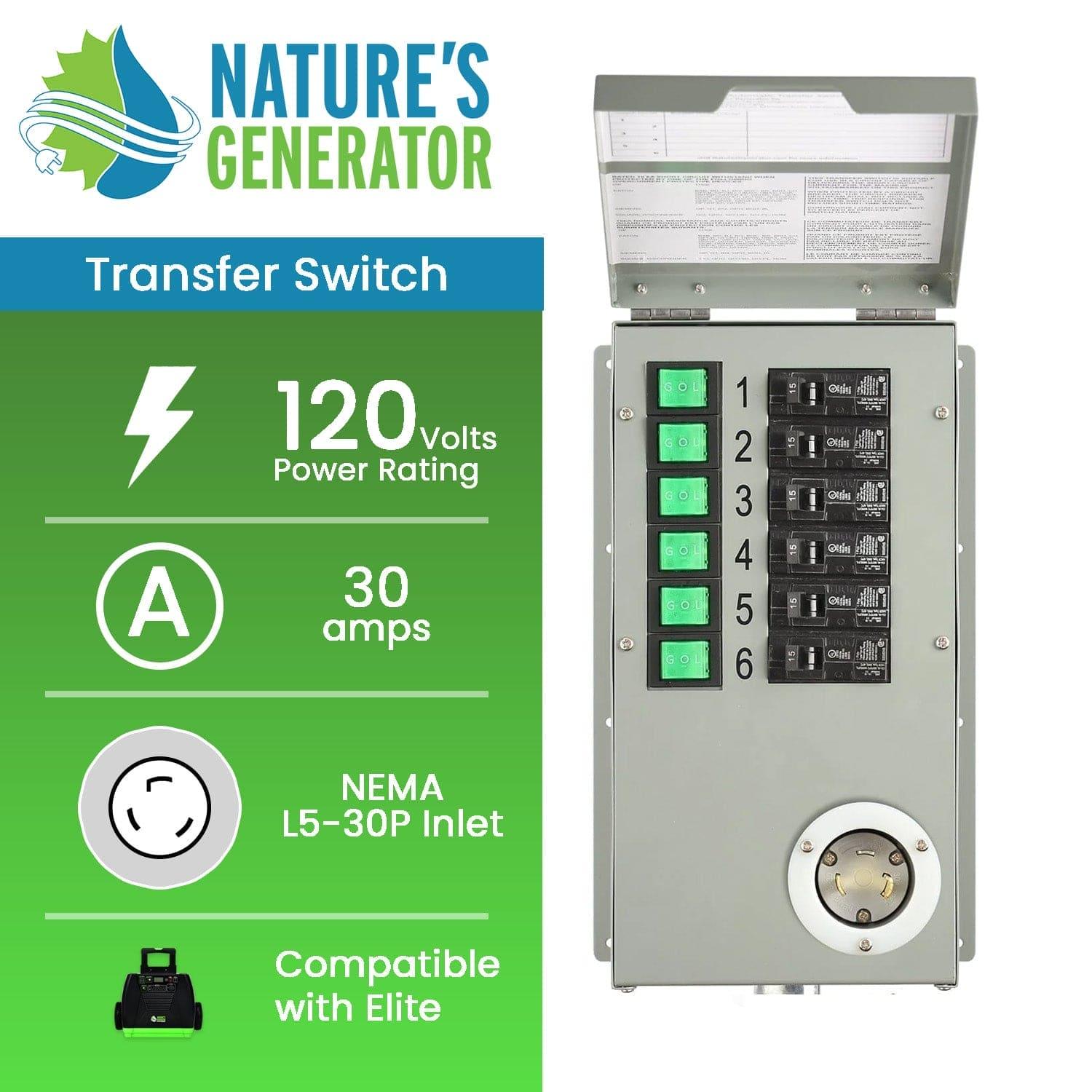 120V 30A 6-Circuit Non-Automatic Transfer Switch