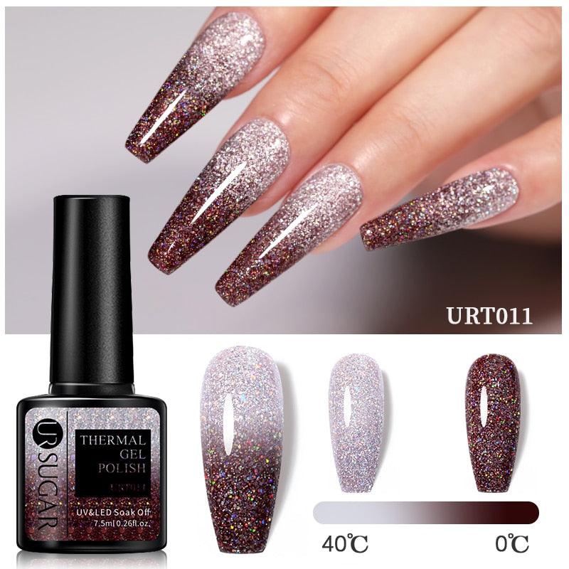New 2022 Pink Blue Gel Nail Polish UV Color Changing Elegant Luxury Glossy Nail Design For Womens