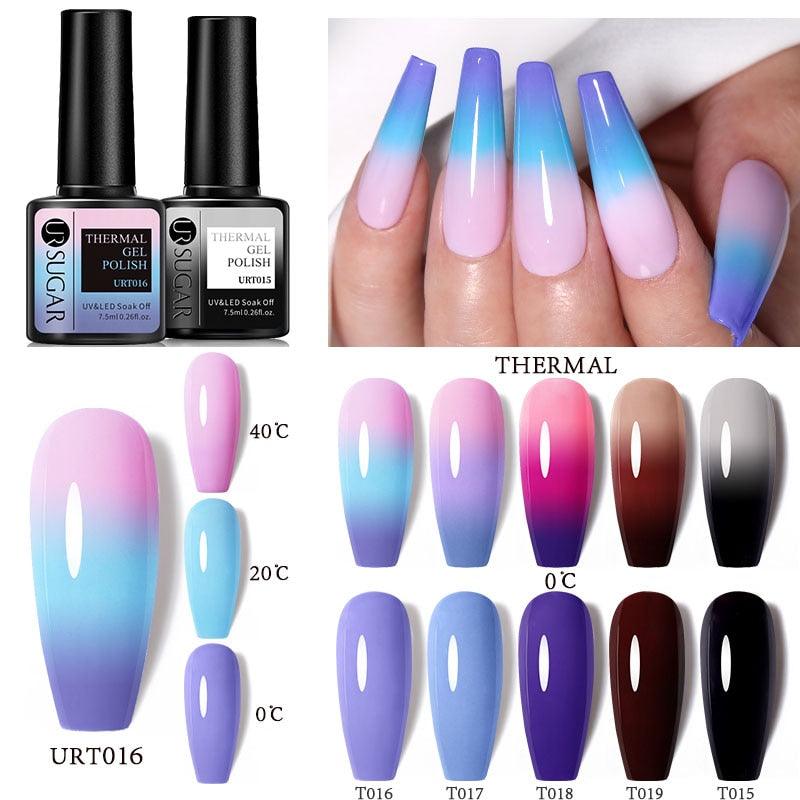 New 2022 Pink Blue Gel Nail Polish UV Color Changing Elegant Luxury Glossy Nail Design For Womens