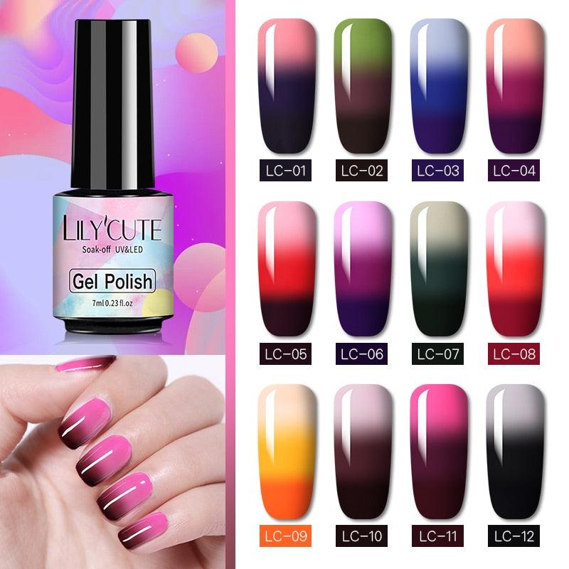 New 2022Fashion  Womens 3-layers Color Changing Gel Nail Polish Long Lasting UV Chameleon Popular Colorful Design For Womens and Girls