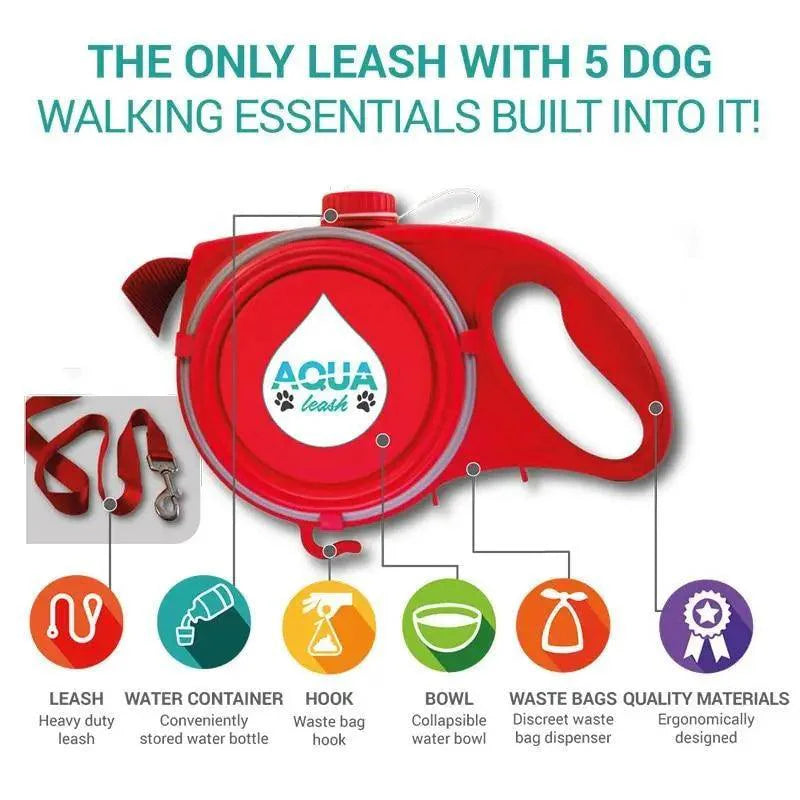 New 3 IN 1 Multifunctional Colorful Pet Leash With Built-in Water Bottle Bowl And Waste Bag Dispenser Modern Design For All Pets