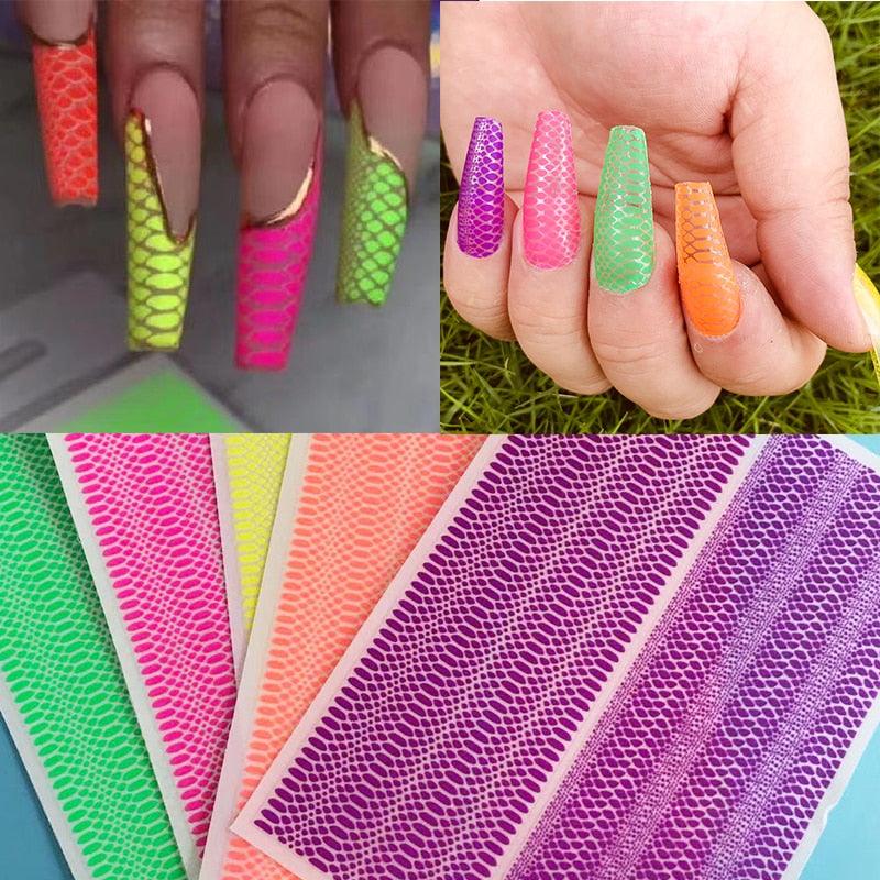 New 3D Self-Adhesive Neon Curve Serpentine Stripe Nails Stickers Acrylic Decorations Manicure Carving Design Exquisite Pattern Nail Art Supplies Self-Adhesive Nail Nail Art Stickers Red Lips Nails Decals Sticker Hot Sexy Girl Tip