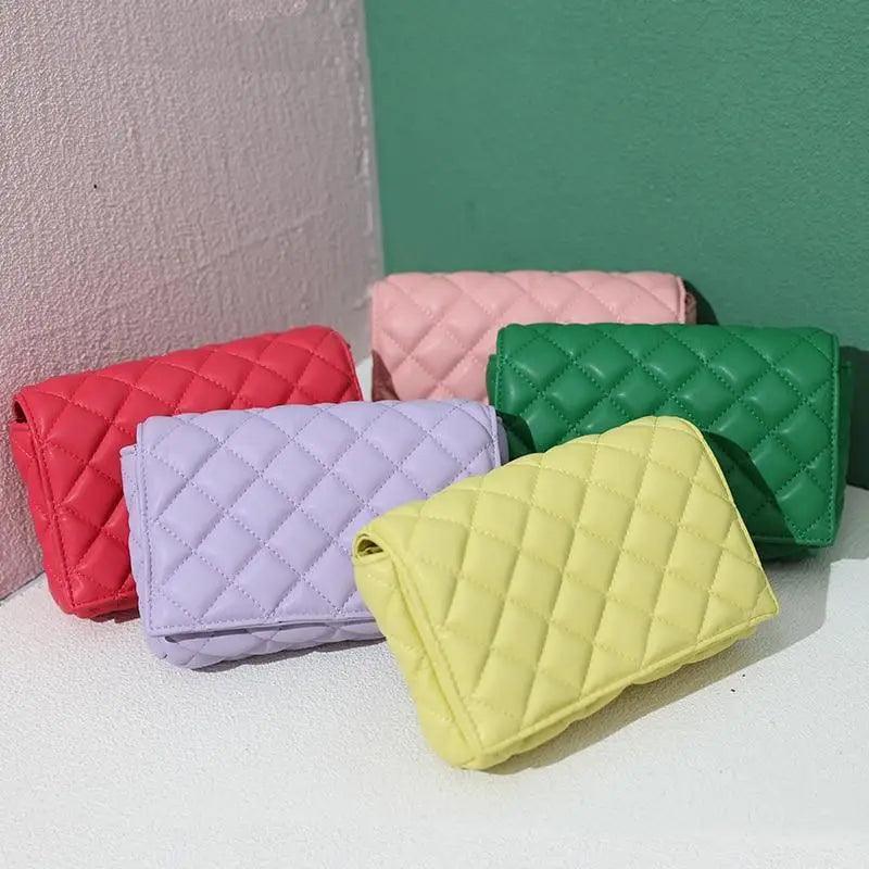 New Adorable Women's Handbag Green Small Flap Shoulder Bag In Thick Metal Chain Women's Clutch Bags Luxury  Ladies Shoulder Purse