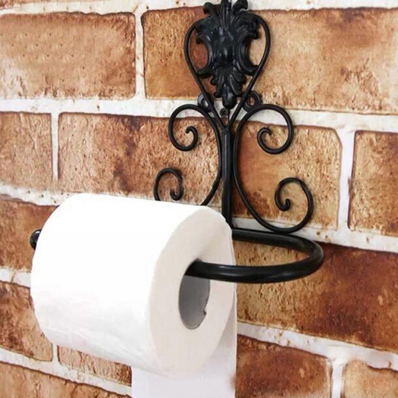 New Arrival Classic Bathroom accessories Vintage Iron Toilet Paper Towel Roll Holder Bathroom Wall Mount Rack Toilet Paper Roll Holder Cast Iron Wall Mounted Toilet Tissue Holder  European Victorian Design