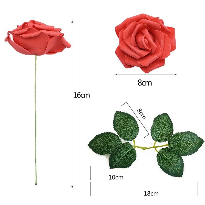 New Artificial 10/20/30 Heads 8cm PE Foam Rose Flowers Bride Bouquet Flower For Wedding Party Decorative Scrapbooking Flower Silk Roses for Wedding Centerpieces Bridal Show Bouquets Party Home Flowers Decoration