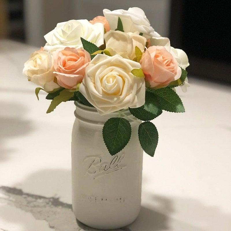 New Artificial 10/20/30 Heads 8cm PE Foam Rose Flowers Bride Bouquet Flower For Wedding Party Decorative Scrapbooking Flower Silk Roses for Wedding Centerpieces Bridal Show Bouquets Party Home Flowers Decoration