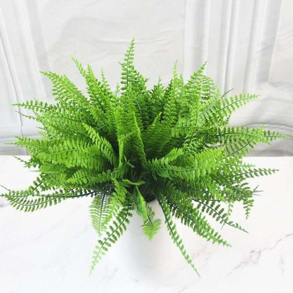 New Artificial Shrubs Boston Fern Grass Fake Green Bushes Indoor Outdoor UV Resistant Indoor Outside For Home Garden Porch Window Décor