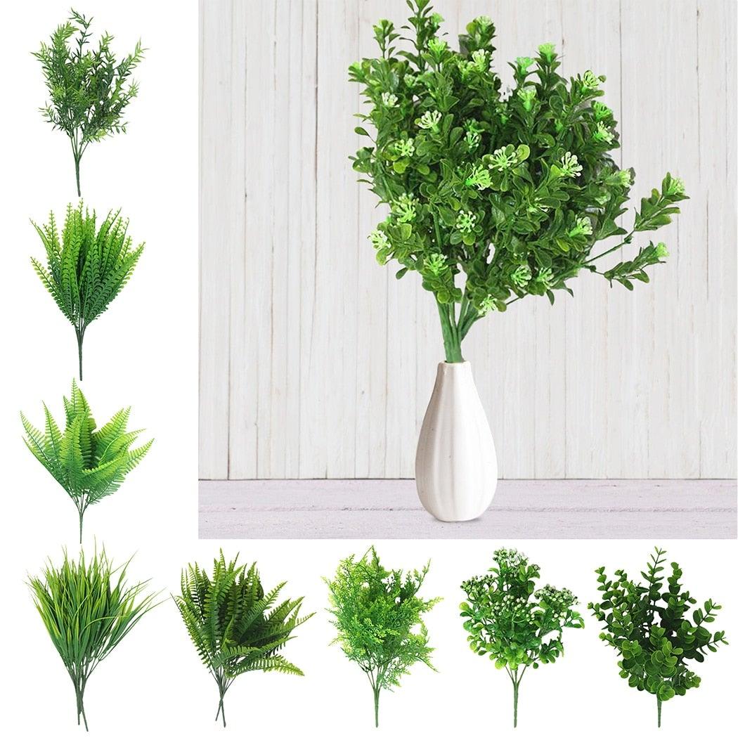 New Artificial Shrubs Boston Fern Grass Fake Green Bushes Indoor Outdoor UV Resistant Indoor Outside For Home Garden Porch Window Décor