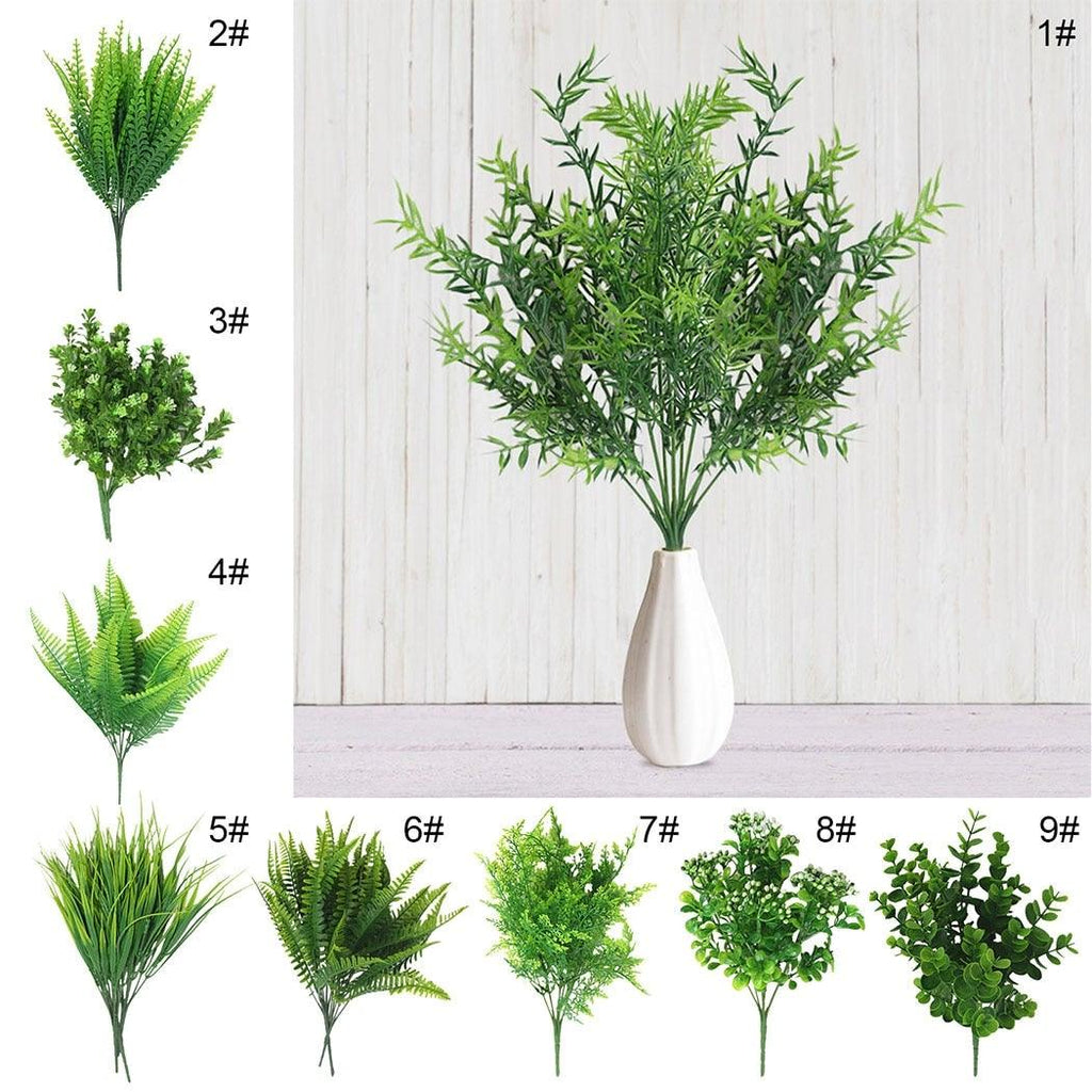 New Artificial Shrubs Boston Fern Grass Fake Green Bushes Indoor Outdoor UV Resistant Indoor Outside For Home Garden Porch Window Décor