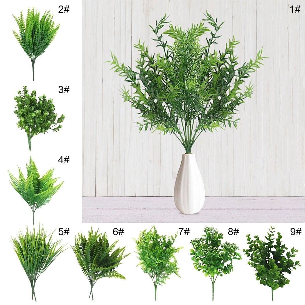 New Artificial Shrubs Boston Fern Grass Fake Green Bushes Indoor Outdoor UV Resistant Indoor Outside For Home Garden Porch Window Décor