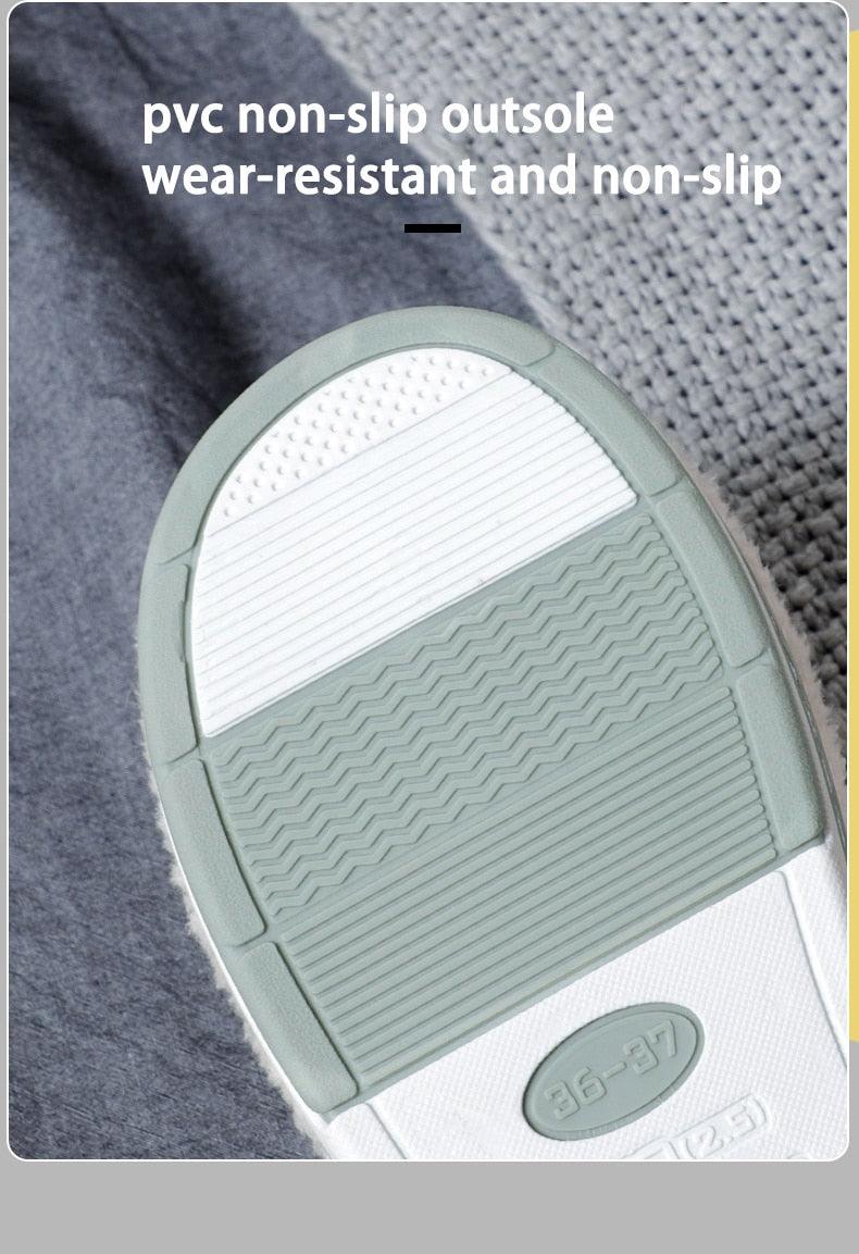 New Big Smile Floor Short Plush Fleece Flat For Couple Shoes Black Indoor Women Winter Fluffy Fur Slippers Warm Comfy Memory Foam Home Slippers Women's Anti-Slip House Shoes