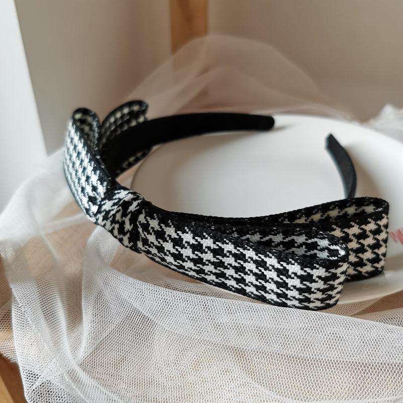 New Black Big Bow Plaid Bezel Headwear Women Headband Cute Girls Hair Bands Lovely Hairband Hoop for Korean Gorgeous Hair Accessories For Women