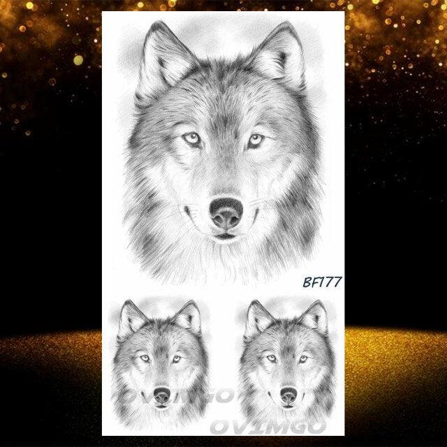 New Black Wolf Forest Sticker Tattoos Temporary Tree Fierce Animal Body Tattoo Luxury Design Custom Tatoos For Mens