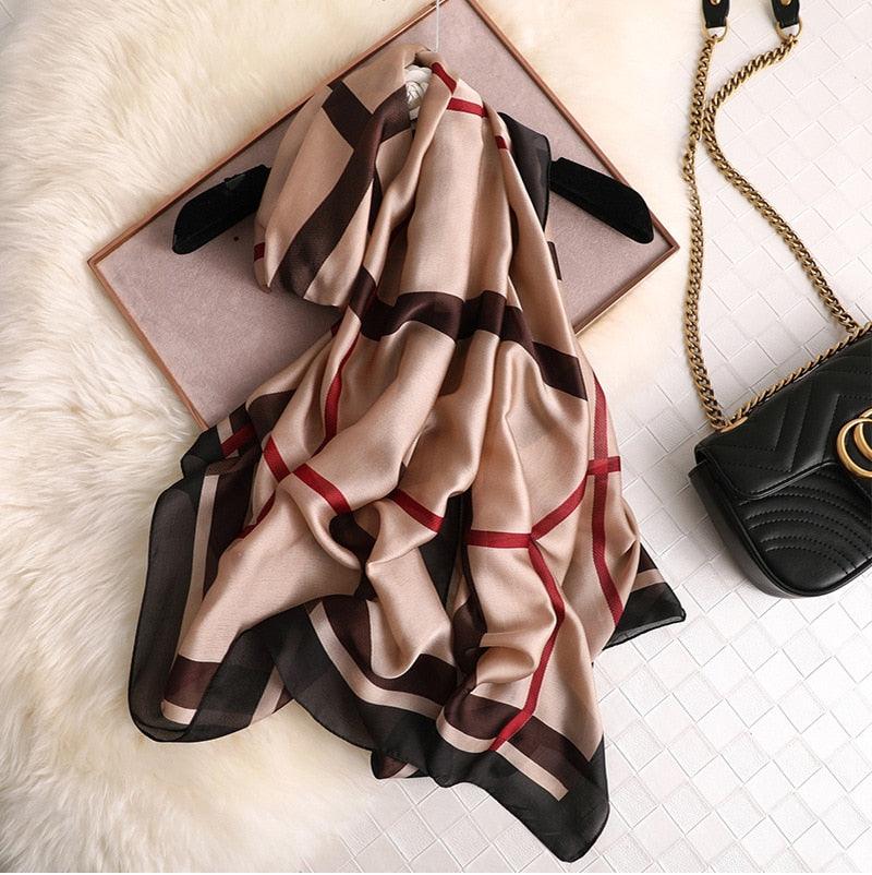 New Brand Designer Luxury  Winter Long Silk Scarf Shawls Wraps Print Cotton Scarf Stylish Head Wraps Scarves Hijabs Neck Scarves Lady Hijab For Female