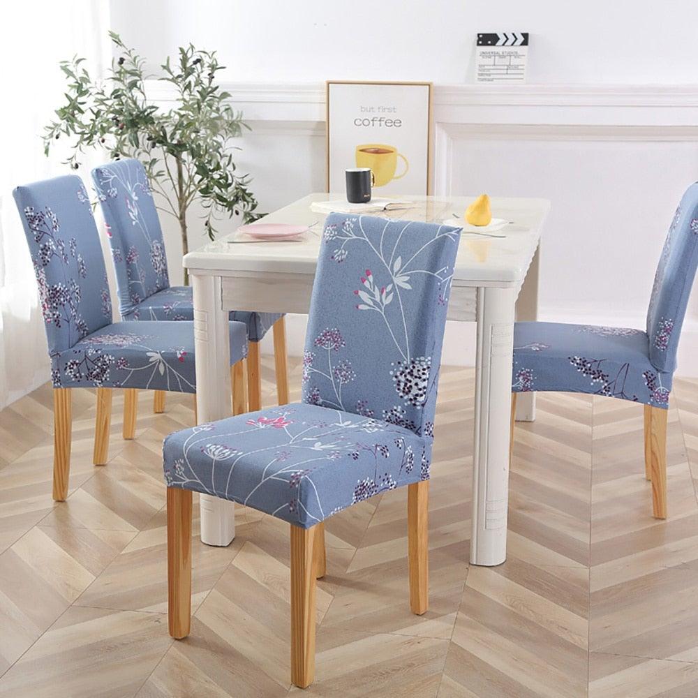 New Chair Covers Spandex Stretch Chair Covers Dining Slipcover Decorative Chair Cover floral For Kitchen Wedding Banquet Hotel Stretch Armless Chair Slipcover for Dining Room Seat Cushion, Spandex Kitchen Parson Chair Protector Cover, Removable & Washable