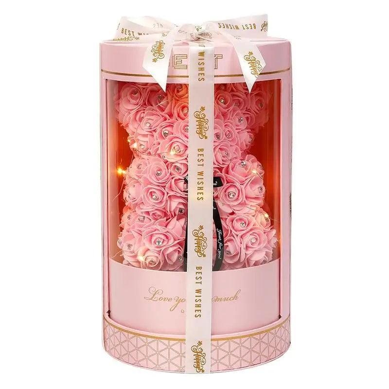 New Charming Diamond Rose Bears 40cm Artificial Flower Teddy Bears For Valentins's Day Mother's Day Birthday Gifts