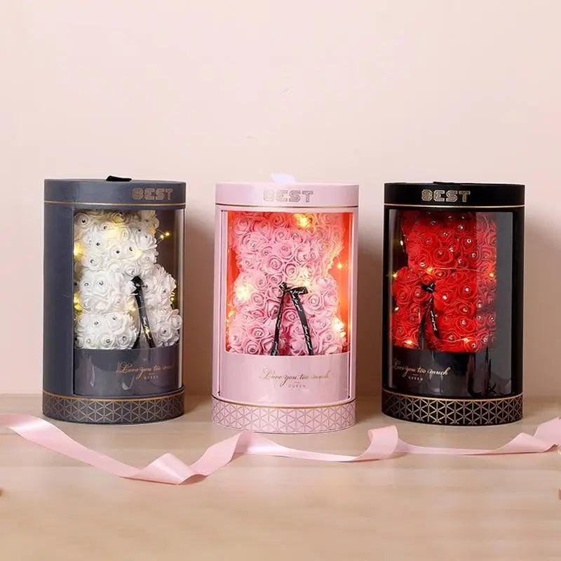 New Charming Diamond Rose Bears 40cm Artificial Flower Teddy Bears For Valentins's Day Mother's Day Birthday Gifts