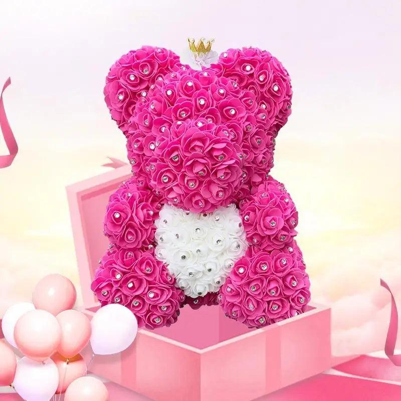 New Charming Diamond Rose Bears 40cm Artificial Flower Teddy Bears For Valentins's Day Mother's Day Birthday Gifts