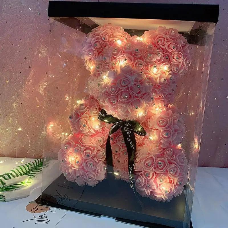 New Charming Diamond Rose Bears 40cm Artificial Flower Teddy Bears For Valentins's Day Mother's Day Birthday Gifts