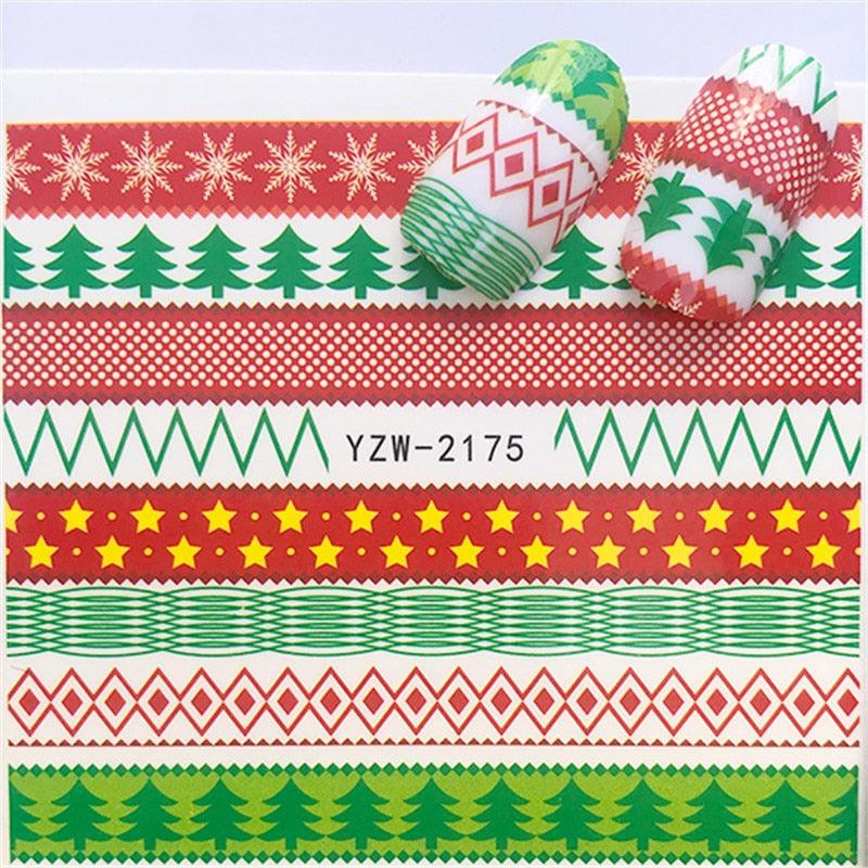 New Christmas Water Decal Nail Art Nail sticker New Year Slider Tattoo Full Cover Santa Claus Snowman Designs Xmas Decals 3D Wave Design Decoration for Women Girls Tape Nail Art Stickers Decal Decoration  Nail Art Accessories Decoration Decal