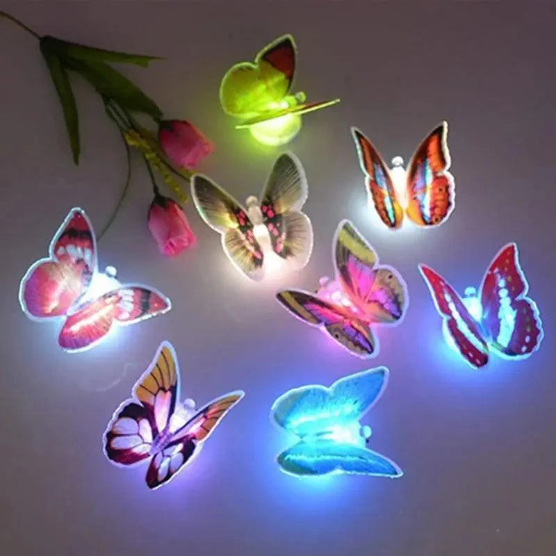 New Dazzling Colorful Luminous Butterfly LED Night Light Wedding Decorative Lamp Stickers Children Small Gifts TOYS game Battery Operated