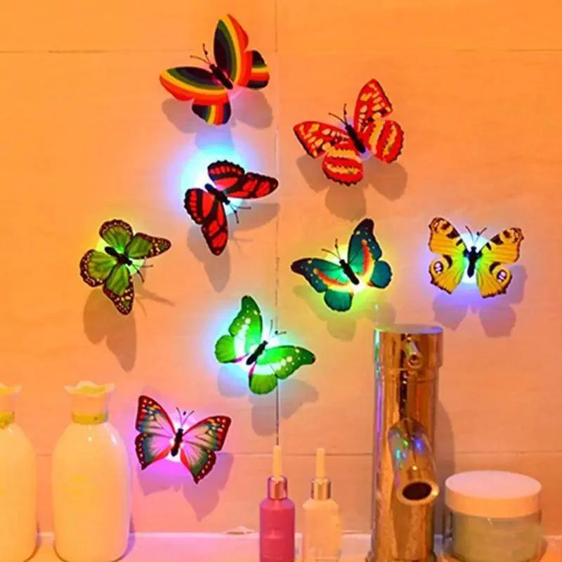 New Dazzling Colorful Luminous Butterfly LED Night Light Wedding Decorative Lamp Stickers Children Small Gifts TOYS game Battery Operated