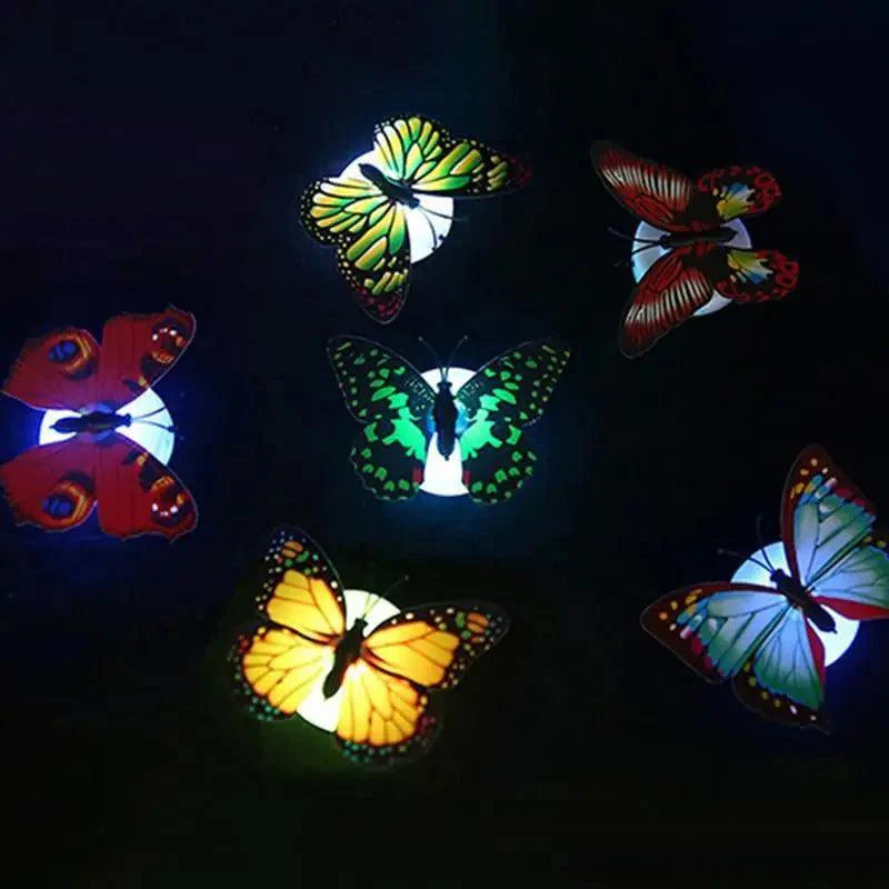 New Dazzling Colorful Luminous Butterfly LED Night Light Wedding Decorative Lamp Stickers Children Small Gifts TOYS game Battery Operated