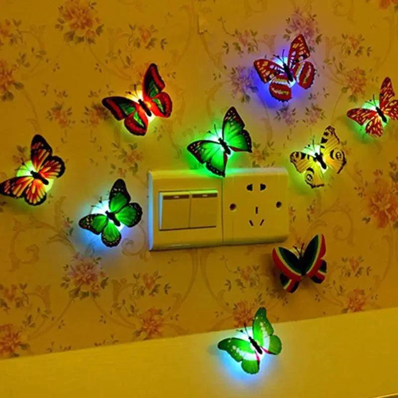 New Dazzling Colorful Luminous Butterfly LED Night Light Wedding Decorative Lamp Stickers Children Small Gifts TOYS game Battery Operated