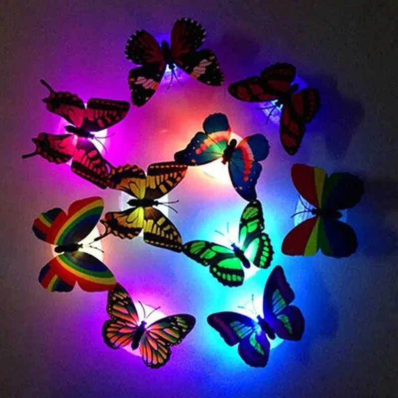 New Dazzling Colorful Luminous Butterfly LED Night Light Wedding Decorative Lamp Stickers Children Small Gifts TOYS game Battery Operated