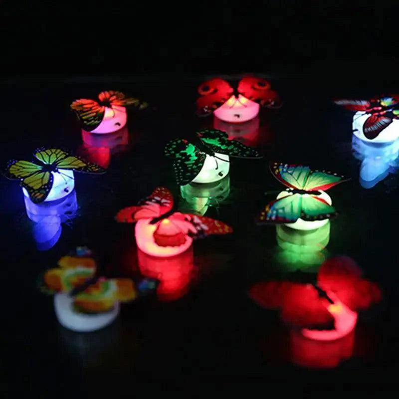 New Dazzling Colorful Luminous Butterfly LED Night Light Wedding Decorative Lamp Stickers Children Small Gifts TOYS game Battery Operated