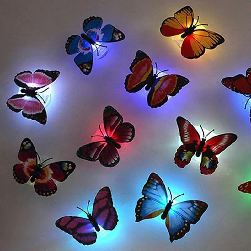 New Dazzling Colorful Luminous Butterfly LED Night Light Wedding Decorative Lamp Stickers Children Small Gifts TOYS game Battery Operated