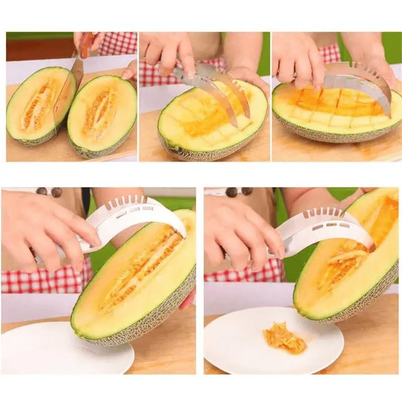 New Eco-Friendly 1pcs Stainless Steel Watermelon Slicer Cutter Knife For Fruit Tools Kitchen Accessories Gadgets Watermelon Spoons