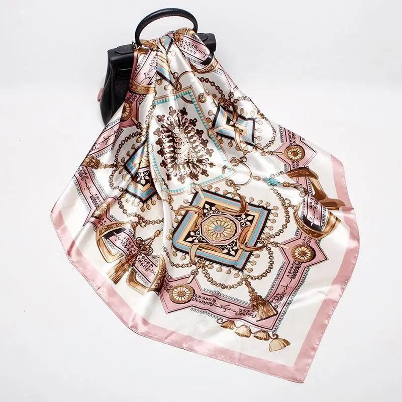 New Elegance Fashionable Scarves for Women Shawl Print Silk Satin Hijab Scarf Female Bandana 90*90cm Luxury Square Shawls Scarfs For Ladies