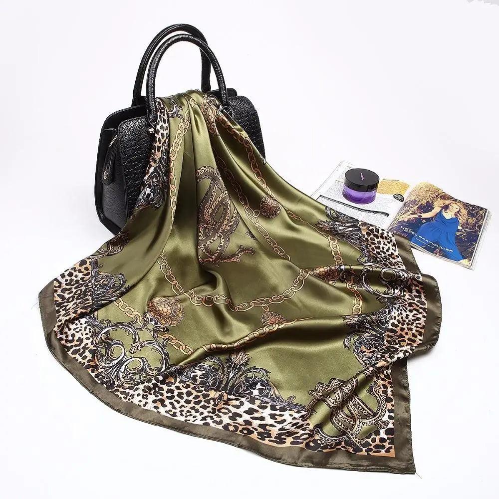 New Elegance Fashionable Scarves for Women Shawl Print Silk Satin Hijab Scarf Female Bandana 90*90cm Luxury Square Shawls Scarfs For Ladies