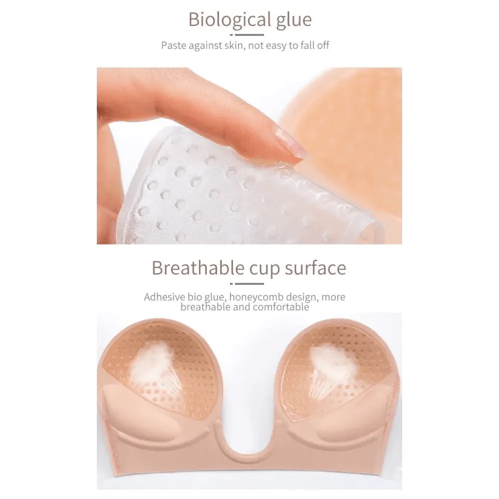 New Elegance Invisible Push Up Bra Strapless Bras Dress Wedding Party Sticky Self-adhesive Silicone Brassiere Breathable Deep U Bra Underwear