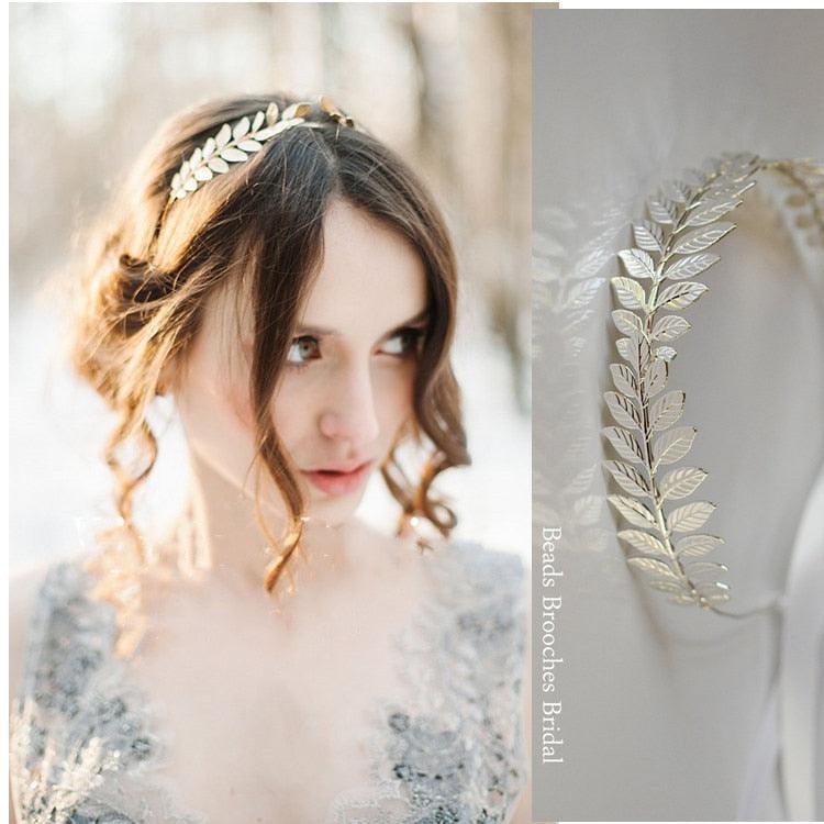 New Fashion Bride beautiful simple generous metal Leaves leaf crown hair band headband Women girls hair Accessories Headdress For Weddings