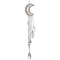 New Fashion Crystal Rhinestone Moon Tassel Hairpin Five-pointed Star Pendant Luxury Jewelry Crystal Side Clip Gorgeous Hair Accessories For Women