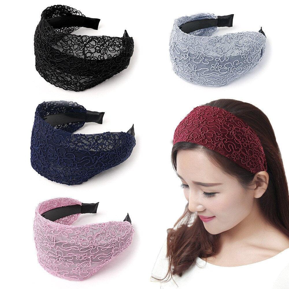 New Fashion Gradient Wide-sided Lace Simple Breathable Toothed Non-slip Headband for Women Girl Hair Accessories Headwear Gorgeous Hair Accessories For Women