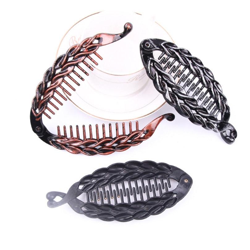 New Fashion Hair Clips Women Banana Barrettes Plastic Color Rhinestone Hair Claws Pins Clamps for Girls Ponytail Mohawk Bun Maker Accessories For Curly Hair Women