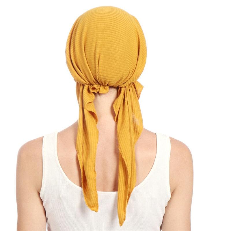 New Fashion Soft Cotton Solid Color Elastic Wrap Lightweight Scarf Hats Muslim Turban Elegant Bonnet Inner Hijab Hat Female Turbantes caps For Women
