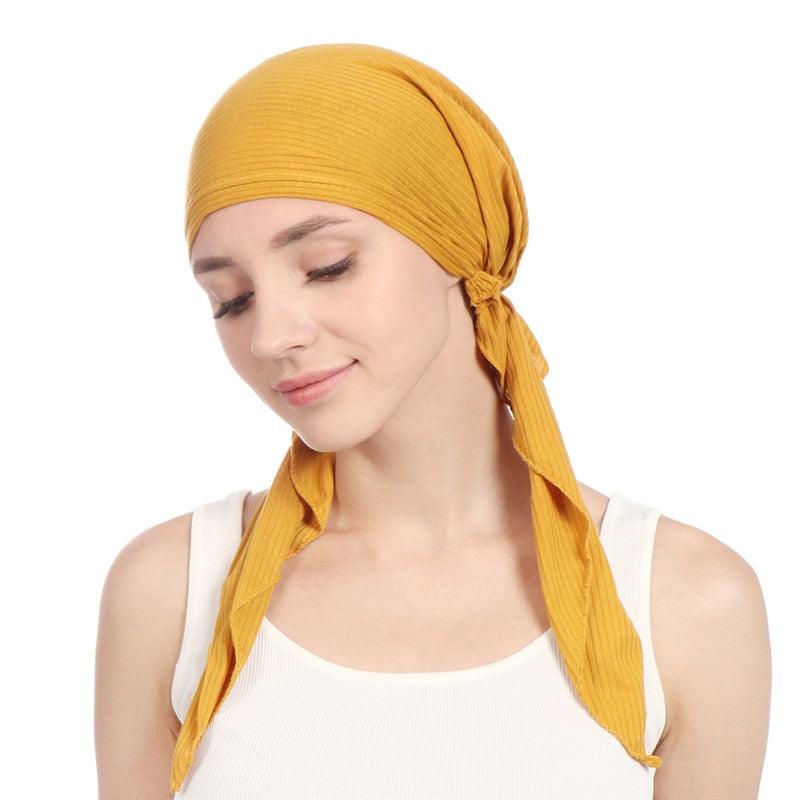 New Fashion Soft Cotton Solid Color Elastic Wrap Lightweight Scarf Hats Muslim Turban Elegant Bonnet Inner Hijab Hat Female Turbantes caps For Women