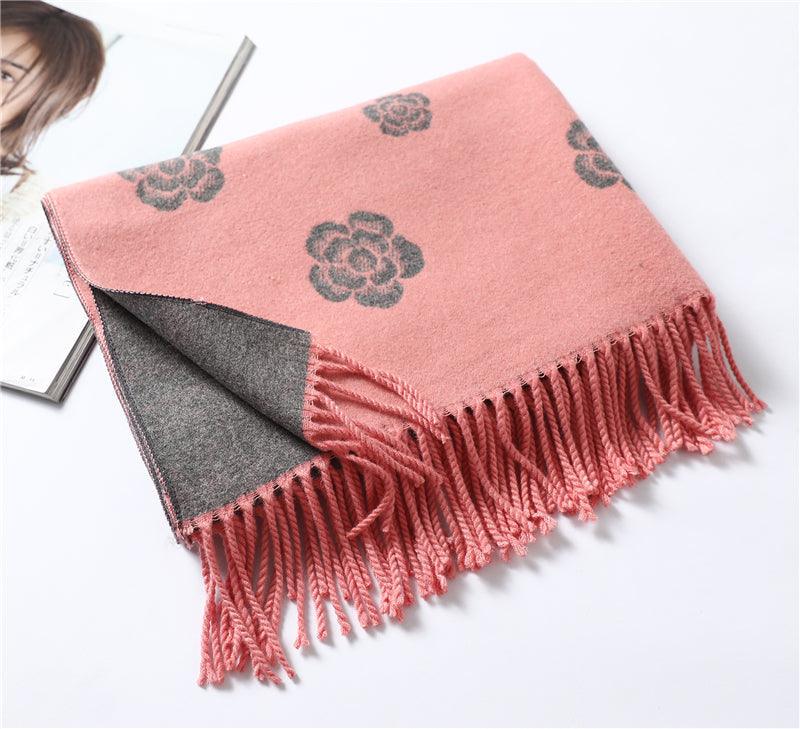 New Fashion Winter Soft Thick Warm Colorful Cashmere Scarf Elegant Escharpe Shawls Scarf Shawls Wraps Lightweight Lady Solid Scarves Fashion Tassels Blanket For Women