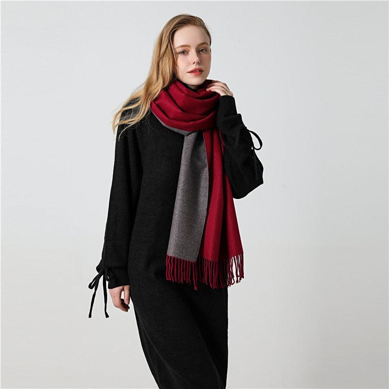 New Fashion Winter Soft Thick Warm Colorful Cashmere Scarf Elegant Escharpe Shawls Scarf Shawls Wraps Lightweight Lady Solid Scarves Fashion Tassels Blanket For Women