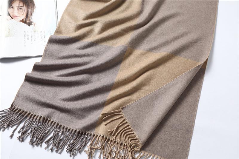 New Fashion Winter Soft Thick Warm Colorful Cashmere Scarf Elegant Escharpe Shawls Scarf Shawls Wraps Lightweight Lady Solid Scarves Fashion Tassels Blanket For Women