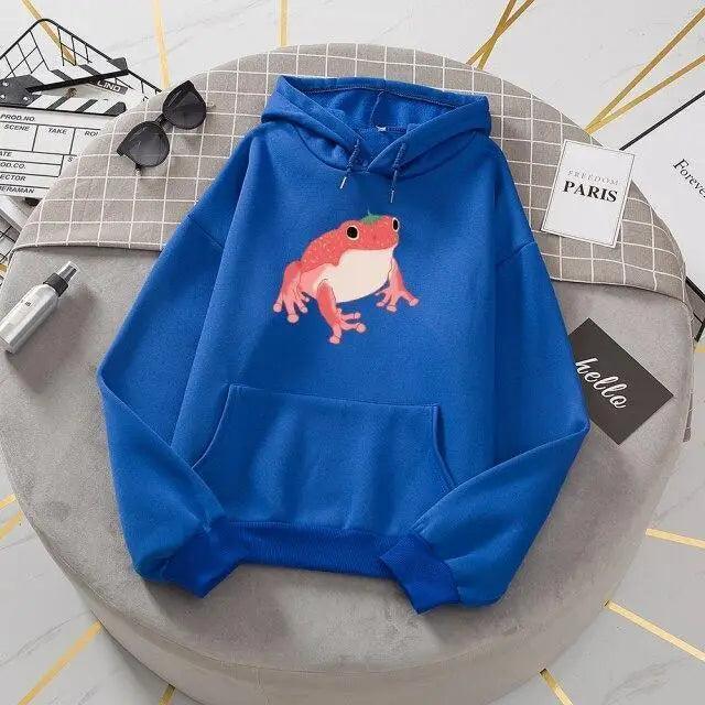 New Frog Sweatshirt Oversized Clothes Long Sleeve Hooded Hoodie For Girls Winter Hoodie With Pocket Pink Sweatshirts Hoodies for Women Teen Girls Cute Cartoon Frogs Casual Hooded Loose Long Sleeve Sweatshirt with Pocket