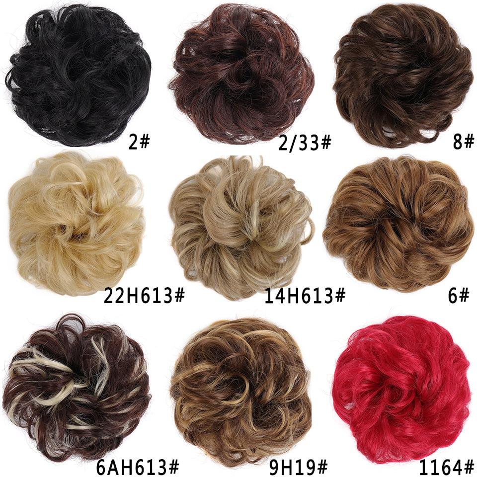 New Girl's Synthetic Chignon Red Pink Purple Blue Green Curly Messy Bun Kids Donut Roller Hair Bun Heat Resistant Fake Hair Wigs For Black Women Cosplay Wigs For Women