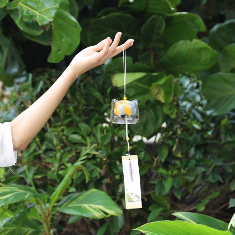 New Glass Cat Pattern Wind Chime Bell Home Garden Hanging Decor DIY Gift Glass Wind Chime Birthday Valentine's Day Gift Home Spa Kitchen Office Decor