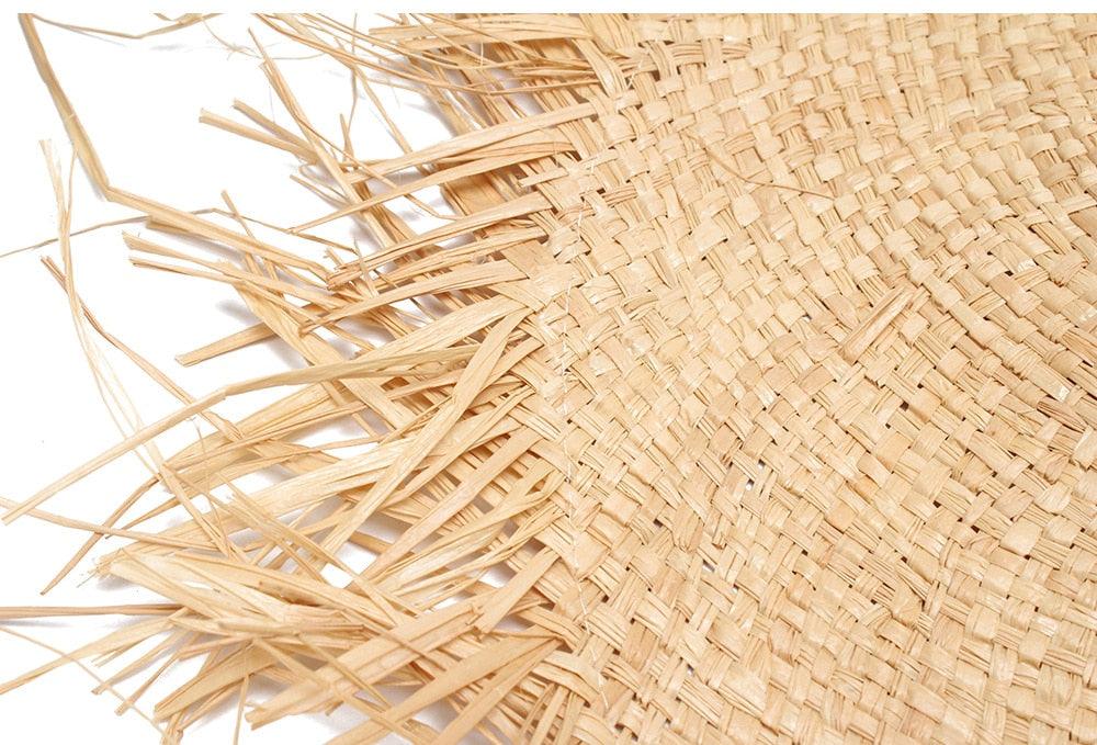 New Handmade Women Straw Sun Hats Large Wide Flat Top Wide Hat Beach Hat Lady Holiday Sun Protection Hat Girls Quality Natural Outdoor Sun Caps For Holiday Vintage Design Hat